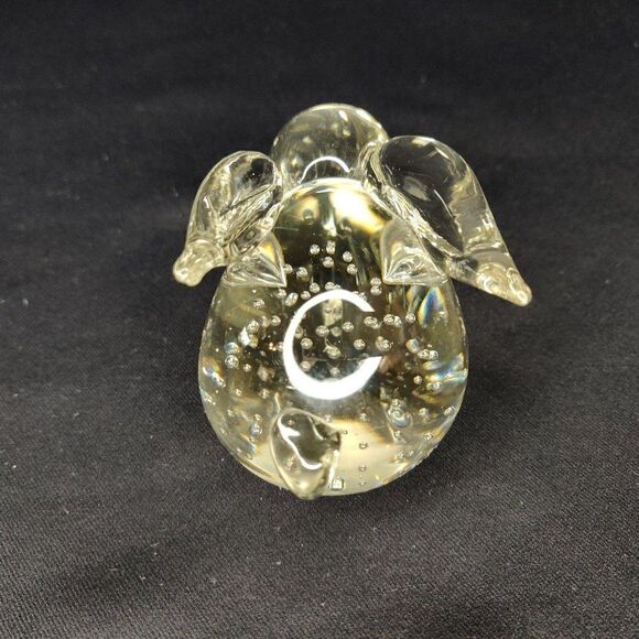 Vintage Glass Bunny Rabbit Paperweight Art Glass Controlled Bubbles Clear - Picture 4 of 6
